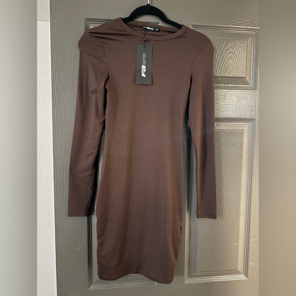 Brown Long Sleeve Dress